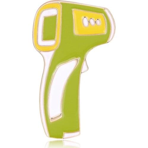 Medical series new personality forehead temperature gun drip brooch ms corsage pin joker garment accessories