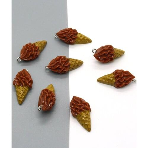 10pcs Cute Resin Chocolate Ice Cream Food Charms For Earring Accessories DIY Flatback Kawaii Phone Keychain Pendant Jewelry Make