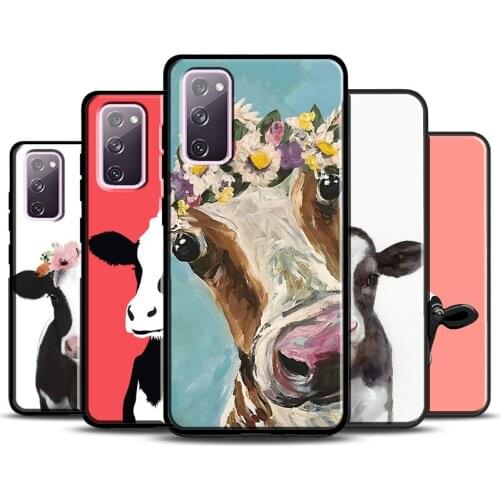 Cute Cartoon Cow Phone Case For Samsung Galaxy S20 FE S8 S9 S10 Plus Note 10 Plus Note 20 S21 Ultra Cover