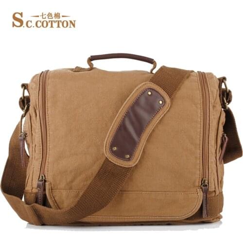 Multi-function Vintage Canvas Leather Cotton Bag Travel Messenger Tote Shoulder Bag Portable Carry Case