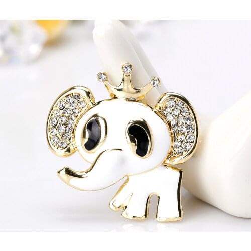 Trendy Cute Elephant Animal Shape Crystal Drop Oil Brooches For Women Girl Corsage Jewelry Gifts Charm Accessories