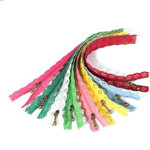 10pcs/lot High Quality Random Color Zippers Nylon Hollow Lace For Clothing Packet Zipper DIY Sewing Accessories