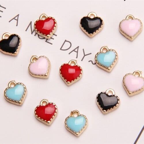 MRHUANG mix colour 20pcs/lot 7mm Heart Enamel Charms Fit DIY Bracelet Necklace Hair Jewelry Accessory DIY Craft