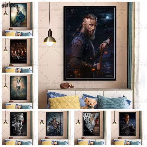 Vikings Wall Art Poster Hot TV Series Retro Pictures Prints Canvas Painting for Living Room Home Decor