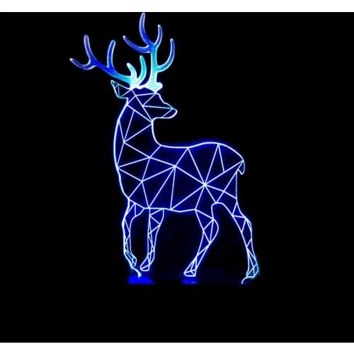 3D LED Night Light Sika Deer with 7 Colors Light for Home Decoration Lamp Amazing Visualization Optical Illusion Awesome