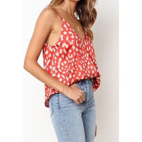 2020 New Fashion Sexy Women Print Camis Sleeveless Top Summer Clothing V-neck Casual Party Wear Slim Club Party Top Camisole
