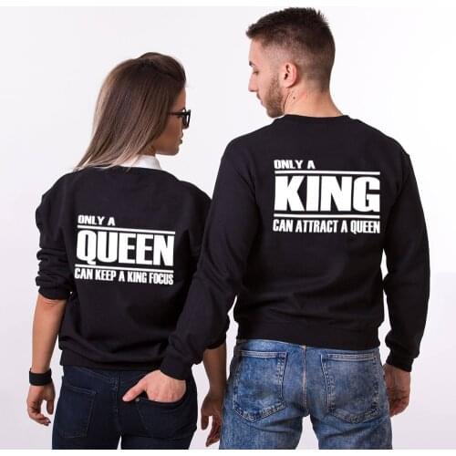 Autumn Winter Women Men Sweatshirt Lovers Couples Hoodies Casual Pullovers Gift King & Queen Couple Hooded Long Sleeve Tops
