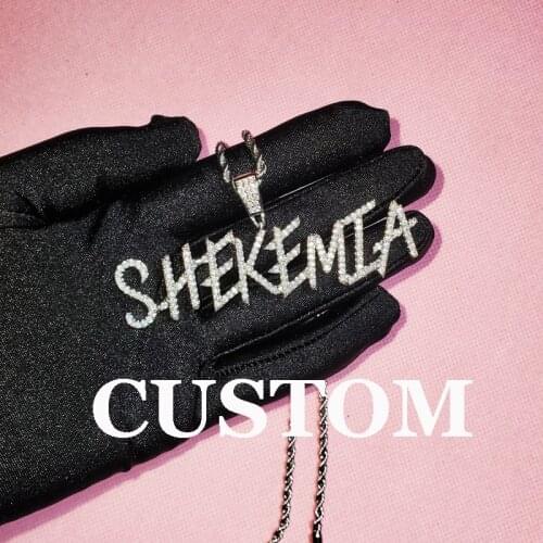 Cubic Zircon Letters Custom Name Pendant Necklace Iced Out Name Plate For Mens Jewelry Icy Baguette Custom Letter Necklace