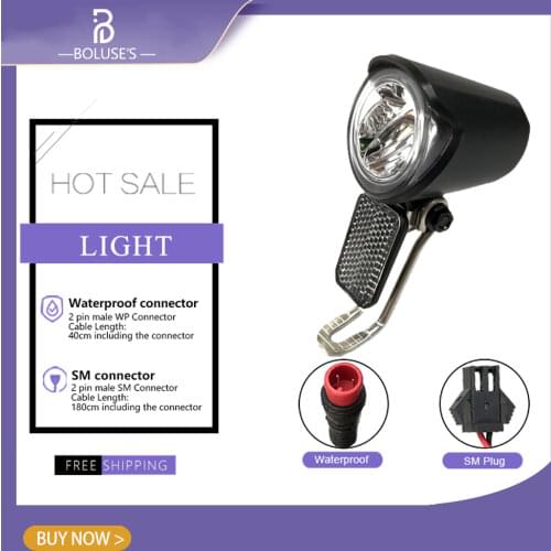 Electric Bicycle Light 6V 12V 24V 36V 48V 60V 72V LED Front Headlight For E-scooter SM/ Waterproof Interface Connections