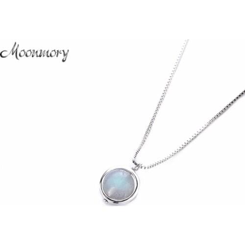 Moonmory Real 925 Sterling Silver Labradorite Pendant polar lights Crystal 2019 New Design aurora Pendant Jewelry Necklace