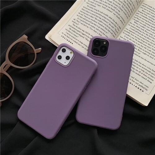 Gray Purple Case for iPhone 11 Pro Cover 12 Plus Mini 12 X Capa 1.5mm Thick Silicone Case for iPhone 6 Plus 6s 7 8 11 XS XR XS M
