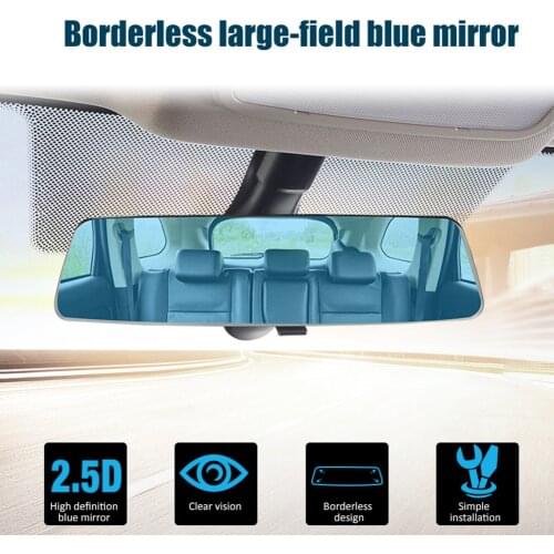 Wide Angle Rear view Mirror Universal Curve Convex Clip on Car Rearview Anti-glare Blue Mirror Panoramic for SUV/Truck/Car