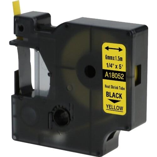 10 Pack 18052 Black on Yellow 6mm for DYMO Wire Marker Rhino IND Heat Shrink Tubes Tape Cassette for PRO 3000 4200 Label Printer