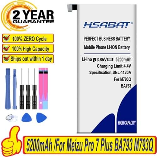 Top Brand 100% New 5200mAh BA793 Battery for Meizu Pro 7 Plus BA793 M793Q M793M M793H free gift