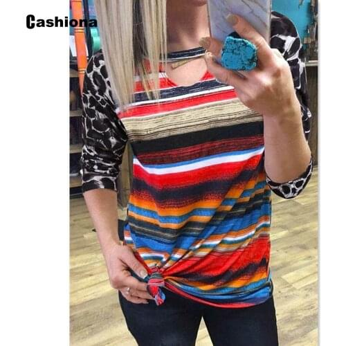 Plus size 3xl Women Elegant Leisure Casual T-shirt Long Sleeve Patchwork Leopard Womens Top 2021 Summer Tee shirt Femme Clothes