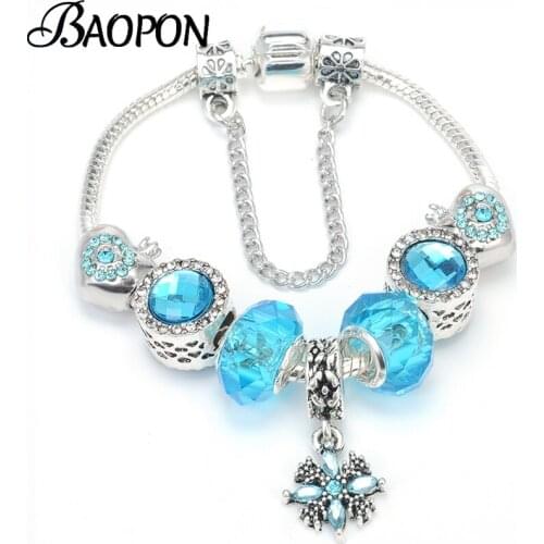 High Quality Crown Beads Charm Bracelet With Blue Crystal Pendant Bracelets For Women Wige Pulsera Jewelry Gift Dropshipping