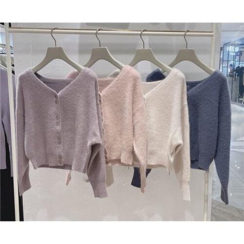 Kuzuwata Japanese Autumn Winter Women Sweaters 2021 New Sweet Jumpers V Neck Long Sleeve Button Warm Soft Knitted Cardigan
