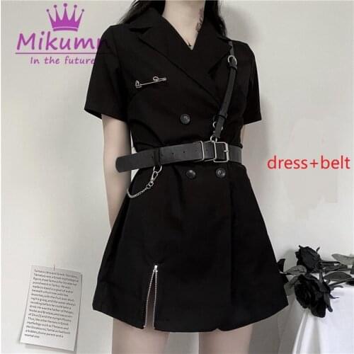 2020 Summer New Women Blazer Dress Double Breasted With Belt Fashion Short Dresses Vestidos Female Punk Chic Streetwear