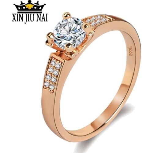 Womens elegant temperament new Korean version of the rose gold / platinum ring high carbon large crystal ring female jewelry