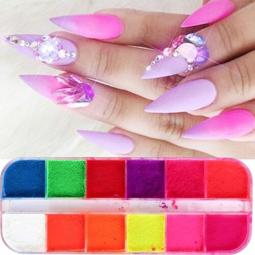 12 Colors/Box Neon Fluorescent Pigment Eye Shadow Makeup Nail Palette Glitter Face Body Art Cosmetics Tools