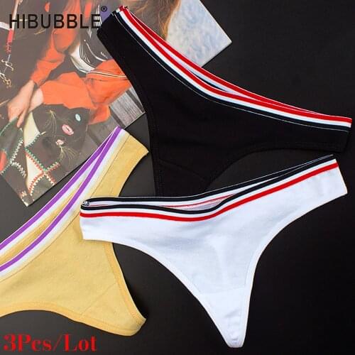3Pcs/lot Womens Cotton G-String Thong Low-Rise Panties String Underwear Women Briefs Sexy Lingerie Pants Intimate Ladies