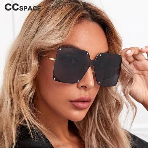 46643 Rimless Oversized Luxury Rivet Goggle Sunglasses Fashion Men Women Shades UV400 Vintage Glasses