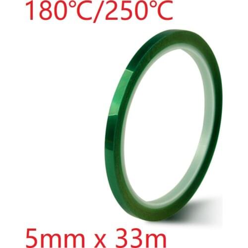5mm x 33m Green PET Film Tape High Temperature Heat Resistant PCB Solder SMT Plating Shield Spray Paint Insulation Protection