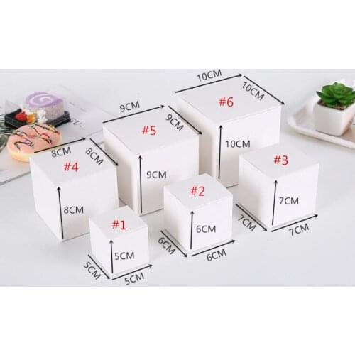 50pcs 8 sizes Small cube packaging paper gift box white handmade soap packaging box cheap wedding favor paper box