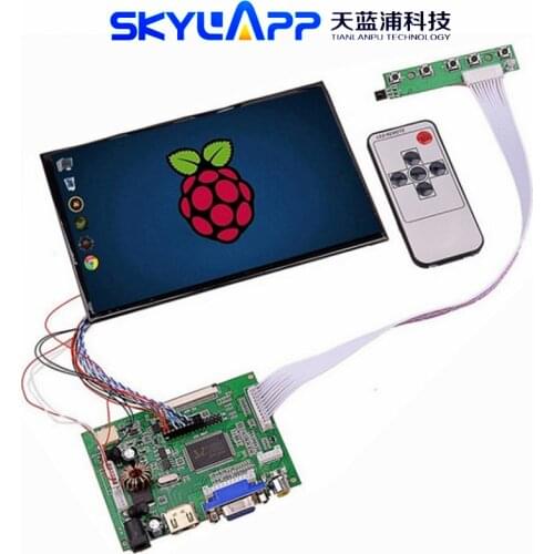 Skylarpu 7 Inches High Resolution 1280*800 IPS Screen With Remote Driver Control Board 2AV HDMI VGA for Raspberry Pi