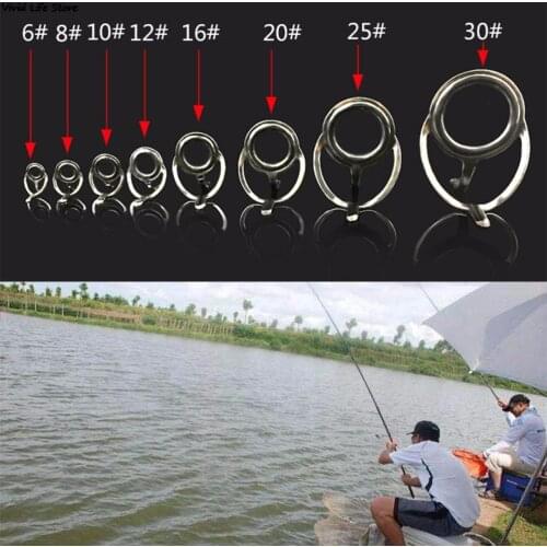 8 Pcs Stainless Steel DIY Eye Rings Fishing Rod Guides Tips Line Rings for Making Repair Kit