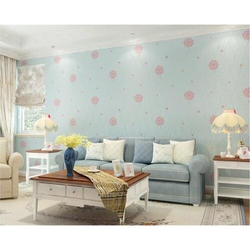 Beibehang Pastoral style wall paper bedroom pink dandelion nonwovens 3d wallpaper living room television background papier peint