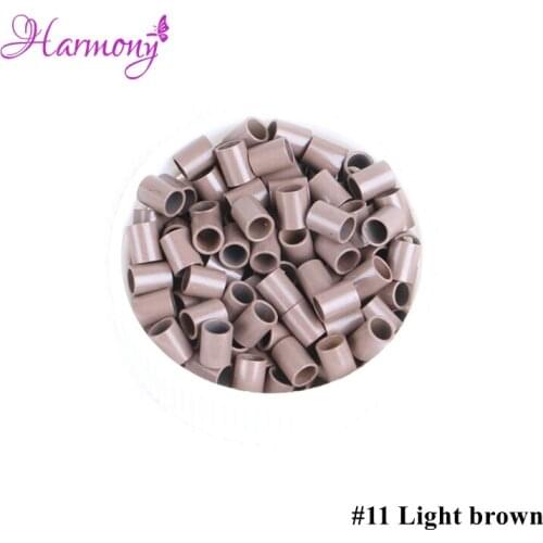 Freeshiping 1000pcs Light brown 3.6*2.9*4.5mm Straight copper micro tubes No flared micro rings links 8 colors for I tip hair