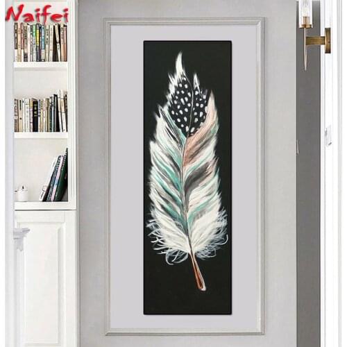 Large 5d diy diamond painting Abstract Golden feather diamond embroidery full square round rhinestone Of picture mosaic Puzzle