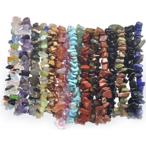 Natural Real Raw Rock Chip Stone Bracelet 5-8MM Crystal Beads Stretch Bohemian Women Men Bracelets Best Friends Bangle