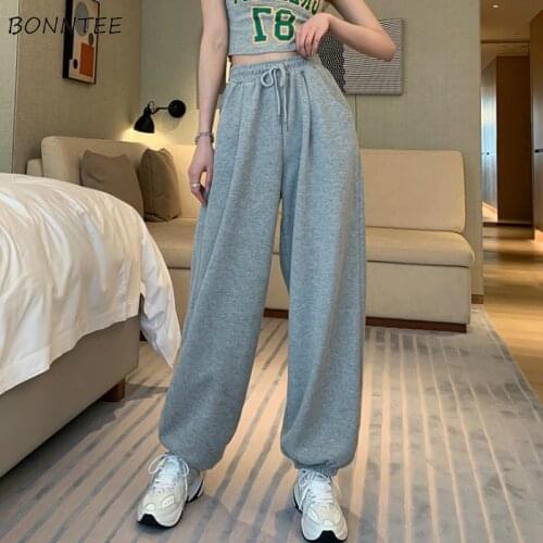 Pants Women Loose Leisure Student Simple Popular High Waist Drawstring Harem Trousers Feminino Lazy Fashion New Autumn Ulzzang
