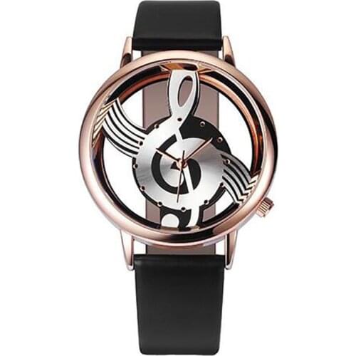 2019 Music Notation Round clock Temperament Fashion Ladies Leather Wristwatch Simple Beautiful Analog Womens Quartz Watch XB40