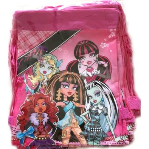 Baby Shower Girls Favors Monster High Mochila Birthday Party Non-woven Fabrics Drawstring Gifts Bags Decorate Backpack 1PCS/LOT