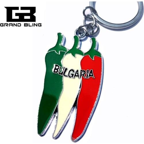 Exotic Cultures Gift Tourists Souvenir Whosale "BULGARIA" Chilli Key Chain