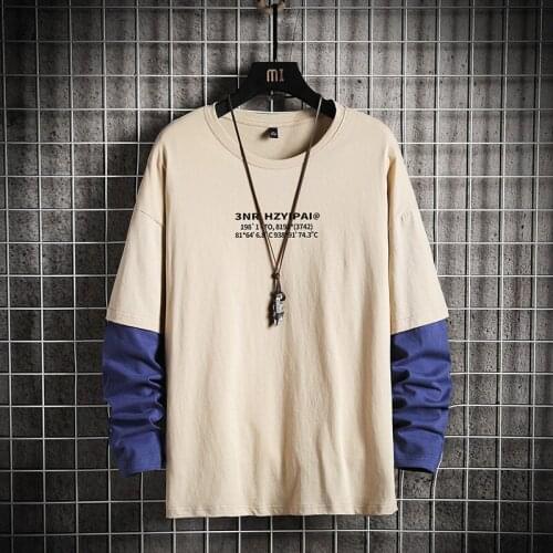 GlacialWhale Crewneck Sweatshirt Men 2021 Patchwork Japanese Streetwear Harajuku Oversized Khaki Hoodie Men Sweatshirts Hoodies