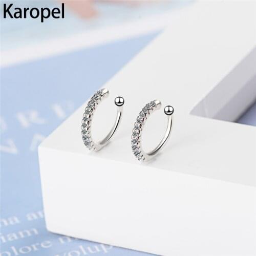 Karopel Simple Ear Cuff Tasteful Zircon Clip on Earrings for Women 925 Sterling Silver Ear Cuff Jewelry for Girl Pendientes