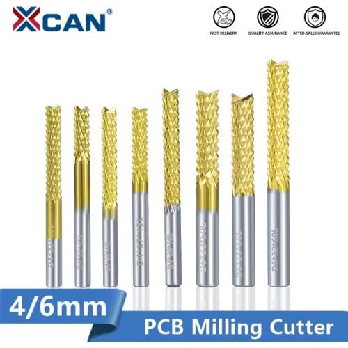 XCAN PCB Corn End Mill 4mm 6mm Shank Milling Cutter Titanium Coated CNC Router Bits Milling Bit Carbide End Mill