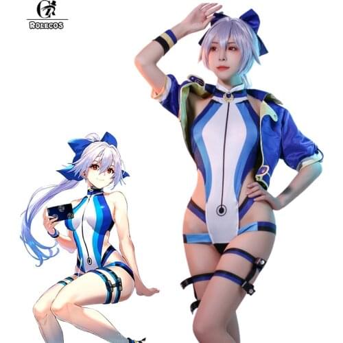ROLECOS FGO Tomoe Gozen Cosplay Costume Swimsuit Game FGO Saber Tomoe Gozen Swimwear Cosplay Costume Outfit Halloween Full Set