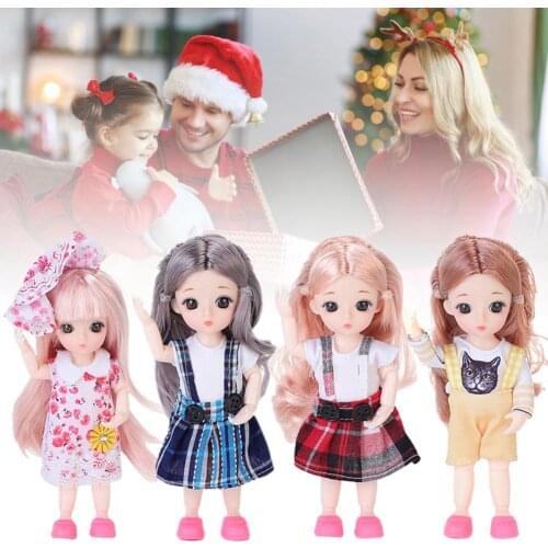16cm Kawaii Synthetic Mohair Doll With Wig Makeup Doll With Long Pony Movable Joints Doll Accessories For Girls Pink Cute Doll