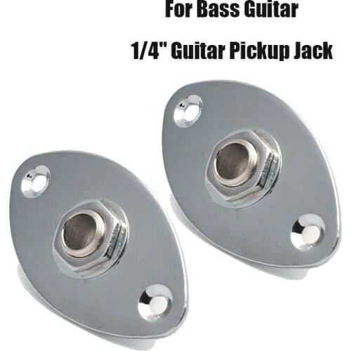 10 Pcs Metal Curved Oval Bass Guitar Jack Plates with Chrome Color