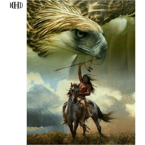 MHD DIY Diamond Embroidery Hunter Diamond Painting Cross Stitch eagle 5D round Rhinestones paste Pattern Home Decoration