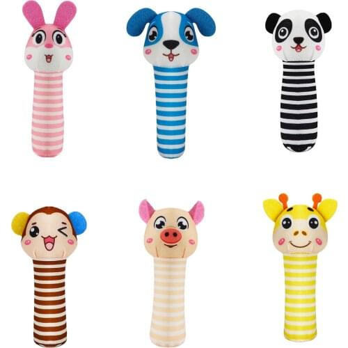 Pudcoco Soft Plush Baby Toy Animal Hand Bells Baby Teethe Rattle Toys Newborn Baby Toy Animal Style Hand Bell Rattle