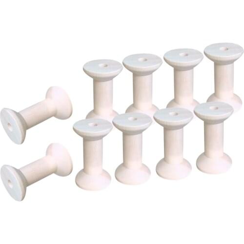 Fityle 10pcs Natural Wooden Empty Thread Spools Sewing Bobbins Sewing Tools