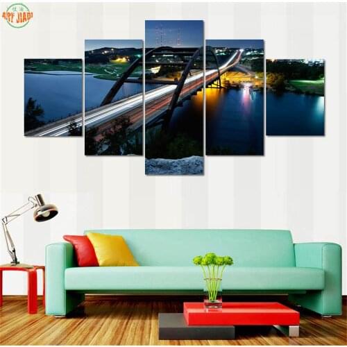 NEW 1-3-4-5 Piece Canvas Art Pennybacker Bridge in Austin 3-4-5 PANLES HD Decorations For Home Wall Art Prints Canvas B357