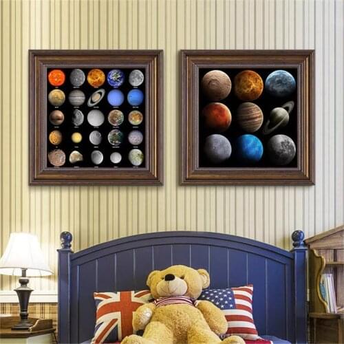 Planets Posters and Prints of the Nordic Solar System Nine Planets Picture Mural Canvas Home Decoration Wall Art Canvas