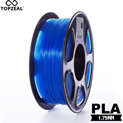 TOPZEAL Clear 3D Plastic Filament PLA Filament 1.75mm 1KG Dimensional Accuracy +/- 0.02mm Transparent Blue for 3D Printer